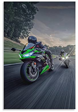Sports Bikes Motorrad Poster Kawasaki Zx-6r Poster Dekorative Malerei Leinwand Wandposter und Kunstbild Druck Modern Familie Schlafzimmer Dekor Poster 50 x 75 cm