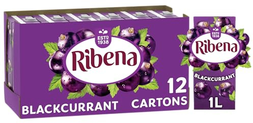 Ribena Blackcurrant Juice Drink Carton 12x1L | Real Fruit | Rich In Vitamin C | No Artificial Colours or flavours | Perfect For On The Go