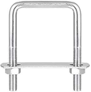 sourcing map Square U-Bolts, 52mm(2.05) Inner Width 80mm Length M8 304 Stainless Steel U Clamp Bolt with Nuts and Plates, for Boat Trailer