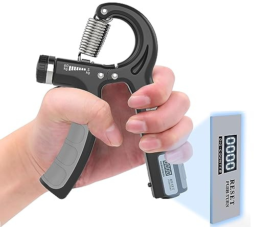PROIRON Grip Strengthener, Griffkraft Trainer Rutschfester 5-60 kg Verstellbarer Handtrainer Unterarmstärkung mit Zählfunktion, Fingertrainer für Sportler und Handrehabilitationsübungen
