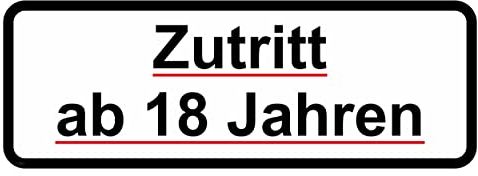 Daged 2x Aufkleber Zutritt ab 18 Jahren Infoschild Selbstklebende Karte Sticker 18 x 7 cm - T050