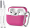 R-fun Compatibile con AirPods Pro 2a/1a generazione Custodia Cover con kit di pulizia, silicone protettivo completo per Apple AirPods Pro 2a/1a Custodia di ricarica[LED anteriore visibile],Rosa rosa