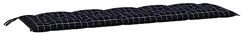 vidaXL Gartenbankauflage, Bankauflage Sitzkissen Outdoor, Polsterauflage Auflage für Gartenbank, Bankpolster Bankkissen, Schwarz Karomuster 180x50x7cm Oxford-Gewebe