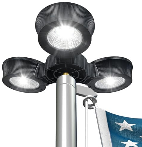 KARLIOBE Flagpole Light Solar Powered 3000 Lumes 100% Flag Coverage for Most 15 to 25 Ft FlagPole IP65 Waterproof Light Up American Flag Outdoor with 3 Modes Solar Flag Pole Light from Dusk to Dawn