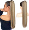 Flufymooz Ponytail Extension Pferdeschwanzverlängerung, 66 cm langer gerader Pferdeschwanz mit Kordelzug, Lockiger Pferdeschwanz Synthetisches Haarteil für Damen(Aschbraun mit blonden Reflexen)