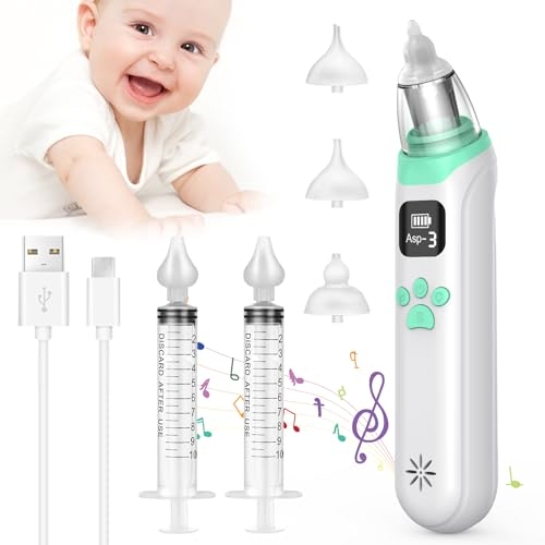 Mouche Bebe Electrique, Aspirateur Nasal Bebe Avec 3 Embouts Et 3 Niveaux D'aspiration, Mouche Bébé Avec Musique Et Lumière Pour Jeunes Enfants