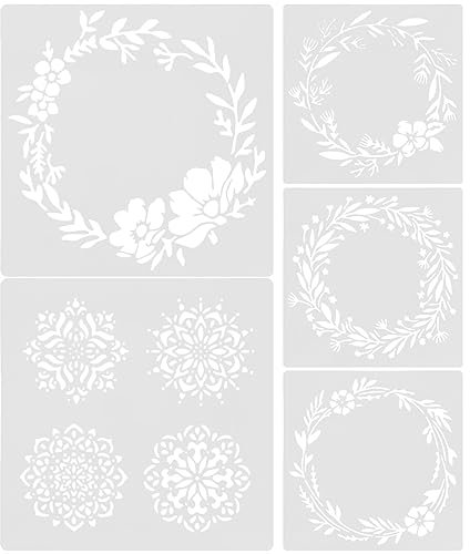 EXCEART 5 Stück Mandala-Schablonen Blumenkranz Malvorlagen Diy-Kunst Handwerk Malerei Wand Schnittschablonen Zum Malen Auf Holz Papier Möbelwand