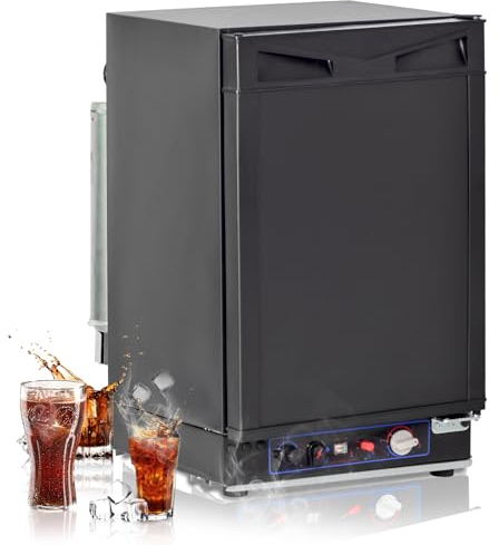 Techomey 3 Way Fridge Camping 40L, Gas Fridge with Reversible Door, 3 Way Fridge for Campervan, Silent Gas Fridge Camping, Caravan Fridge for Motorhome, Van, RV, Black