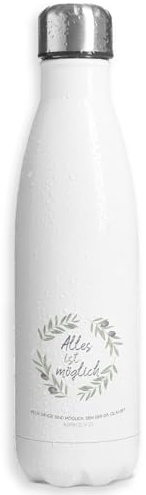 timalo Christliche Thermosflasche | auslaufsichere Edelstahl Trinkflasche Geschenk für Kinder Männer Frauen 500mL | Alles ist möglich