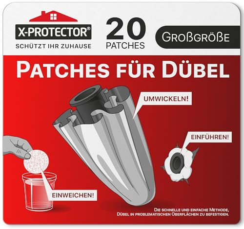 X-Protector Dübel Reparatur Set - 20 Stück Große Größe - Patch für Dübel | Wand Reparieren Set - Drywall Reparaturpads - Wandanker Pads um sie an Ort und Stelle zu halten!