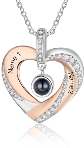 lorajewel Kette mit Bild Personalisierte Projektion Foto Kette Personalisierte Kette Damen Herren Kette mit Foto Personalisierte Geschenke für Mutter Tochter Freund Frau Freundin (C)