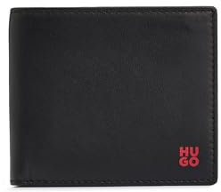 HUGO Hommes Tibby 8 cc Portefeuille à deux volets en cuir nappa avec logo revisité