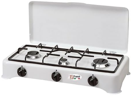 Fornello 3 fuochi a gas Metano smaltato bianco per uso esterno Made in Italy - 5327/GP/MT