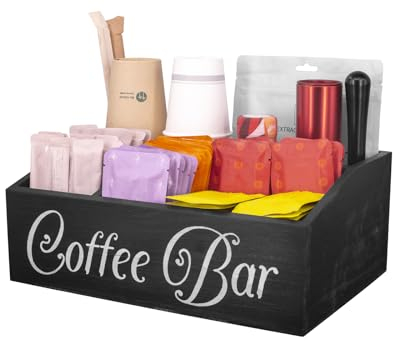 Guolich Coffee Cup and Condiment Station,Coffee and Tea Condiment Storage Organizer,Coffee Bar Accessories,Countertop Organizer,Tea and coffee pod organizer (BLACK)