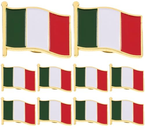 Spilla con Bandiera Italiana da 10 Pezzi - Vernice in Ferro per Feste e Raduni