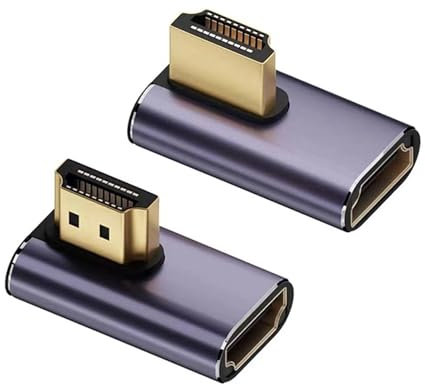YUNKOZAND Adaptateur HDTV 8K à 90 degrés, Angle Gauche et Droit, connecteur d'extension HDTV mâle vers Femelle avec 8K @ 60 Hz, 4K @ 120 Hz (Gauche et Droite)
