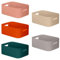 W&H 5 PCS Plastic Storage Baskets, Medium Storage Boxes with Handle, Rectangular Home & Kitchen Organiser, Plastic Baskets for Bathroom, Shelves, Office and School - 25×17×10cm (Colorful)