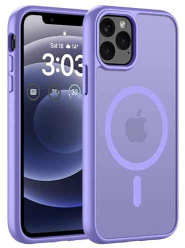 ORDA für iPhone 12 Pro Max Hülle, Kompatibel mit MagSafe, Hellviolett | Durchscheinend Rückseite, Matt Magnetische Handyhülle, Stoßfest Kratzfeste Schutzhülle