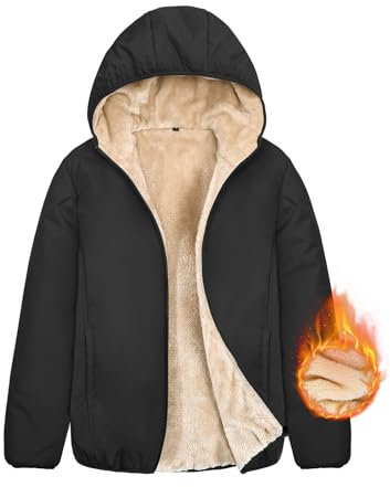 Yuson Girl Felpa Donna con Zip e Cappuccio Intera in Pile Foderata in Sherpa Manica Lunga Cappotto Felpa Caldo Giacca Outwear Donna Cerniera Hoodie Felpe Autunno Invernali Cardigan(Nero, L)