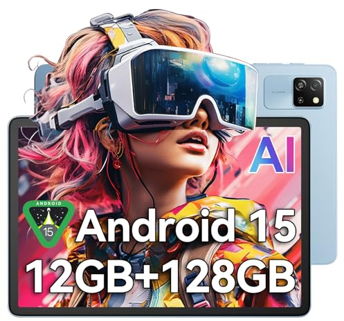 Blackview Tablet Tab 60 WiFi 2024 Android 14, 12 (4+8) GB + 128 GB 1 TB expandido, modelo Wi-Fi 6, tableta de 10.1 pulgadas con pantalla HD+IPS, 5100 mAh, altavoces y cámara duales, BT5.0, Google GMS,