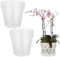 DADEA Confezione da 10 vasi per orchidee, vasi per orchidee da 12,7 cm, con fori di drenaggio e piattini, in plastica trasparente, per rinvaso, fioriere da giardino per casa e ufficio (10 pezzi, 12