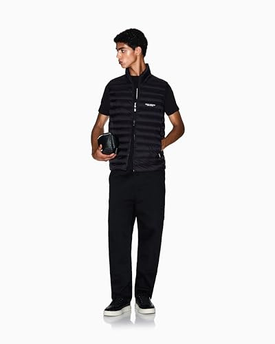Armani Exchange Men's Essential, Removable Hood loged Drawstring Side Logo Blouson Jacket, Black, XL