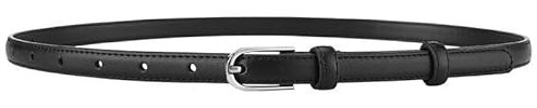 Damen Ledergürtel 1,5cm breiter Rindsledergürtel dünner Gürtel für Kleider, Jeans, Jacken (Black, 110cm)