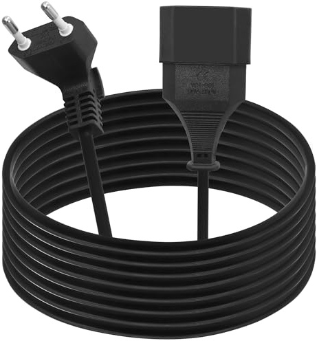 LANMINGLEL Verlängerungskabel Eurostecker 90 Grad, Verlängerungskabel Kurz Typ-C-Stecker Eurostecker auf Typ-C Euro,2.5A 250V für TV Computer Monitor Beamer Haushaltsgeräte (5M)