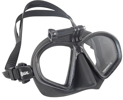 Sigalsub - Maschera mate in silicone anallergico nera con aggancio per video camera frontale