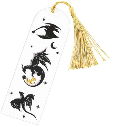 Séparateur de livres mythiques - Four Wing Clip, Fantasy Art Mark | Insert de gland frais, gardien de l'histoire en acrylique, de dragon caractéristique d'aspect élégant lecteur à collectionner