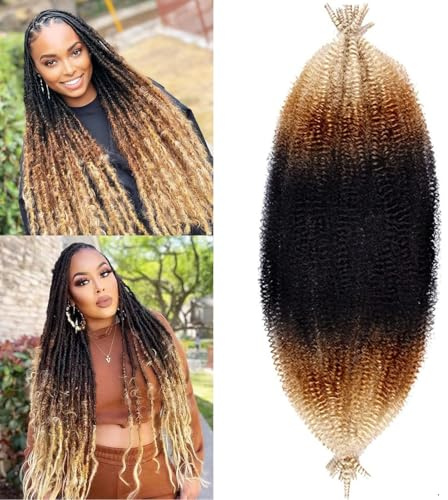 Mscat 8 Packs 20 Inch Soft Springy Afro Twist Hair for Faux Locs Marley Twist Crochet Braiding Synthetic Hair Extensions 8 Strands/Pack 1B27613#
