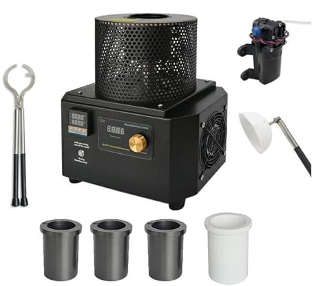 1200 Degree 1-3 KG Portable Fast Heating Temperature Control Induction Melting Furnace Gold Smelting Machine Jewelry Making Tool for Knives, Seals, Jewelry, Glass, Gemstones(MM-TC-3000 Set B)