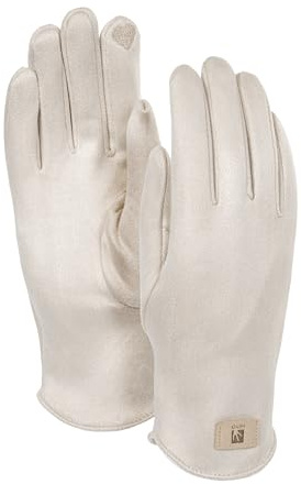 HEYO Damen Velour Handschuhe mit Fleecefutter – Warm, Elastisch, Touchscreen-fähig, Gefüttert, Elegant, Für Herbst und Winter, Einheitsgröße (Beige)