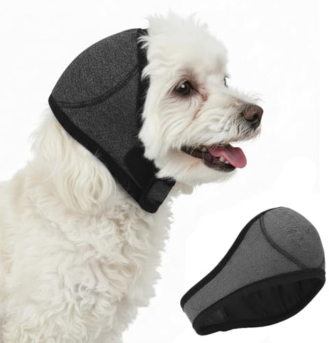 HIVTE Cubierta de Orejas para Perros, Protección Auditiva Ajustable Anti-Ruido para Perros Pequeños y Medianos, Baño, Peluquería, Tormentas y Fuegos Artificiales (Gris-S)