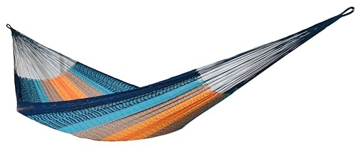 MacaMex Solea XL Netzhängematte, luftiges Baumwollnetz, ergonomisch dehnbar, 260 cm breit, 400 cm lang, 100% Handarbeit (Breeze XL)