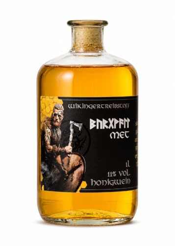 Wikingertreibstoff Burgwall’s Met 1L (11% Vol.) – Honigwein aus der Wikinger-Serie – Süßer Met mit Honigaroma – Nordischer Honigwein in 1 Liter Flasche
