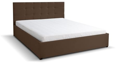 VENASI MÖBEL Polsterbett Jessa mit Kopfteil, 160 x200 cm, Doppelbett mit Bettkasten und Lattenrost aus Metall, Velourstoff, Farbe: Braun