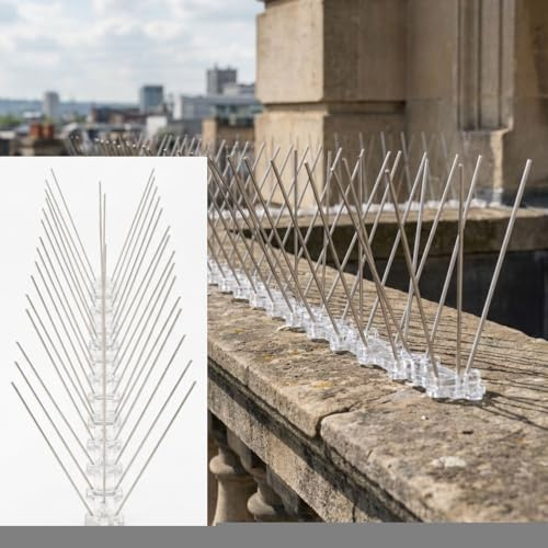Ideoon Effektive 5er-Set Taubenabwehr Spikes, 3-reihig Edelstahl, 2,5m - individuell anpassbar - Robuste Abwehr-Spitzen für optimalen Vogelschutz