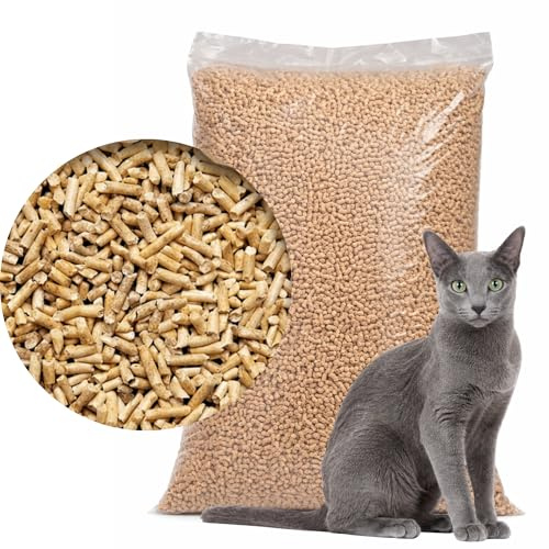 STOLMAK 15 kg Katzenstreu 100% Pflanzliche Holzpellets Kiefer Pelletstreu Staubfrei Geruchsbindung Hohe Saugkraft Biologisch Abbaubar für Katzen Nager Kaninchen Pellets Innovative 30l