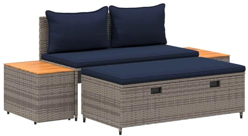vidaXL Outdoor-Sofagarnitur 4-Sitzanzahl 4 pcs 55 x 30 x 39 cm, Stylisches Outdoor-Sofa-Set, Moderne Gartenmöbel, rechteckige Sitzbank, platzsparende Akazie für deinen Patio
