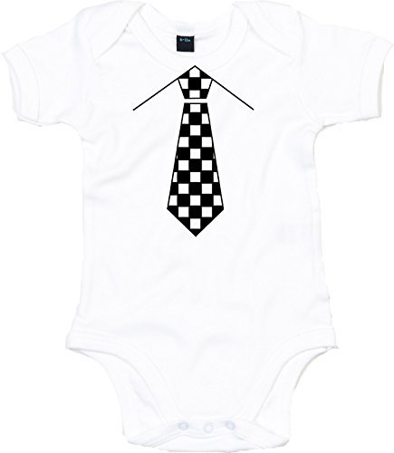 Racker-n-Roll SKA Krawatte Black Baby-Body weiß, Größe 56