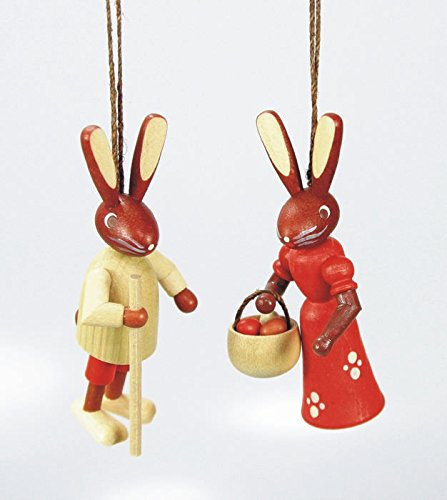 Hasenpaar zum Hängen 4 cm Osterhasen Osterdeko Erzgebirge NEU