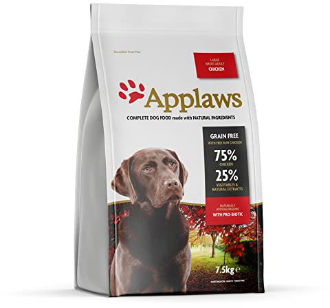 Applaws Natürliche und Getreide frei trockene Hundefutter für Erwachsene und große Rasse Hunde, Huhn, 7,5 kg Tasche