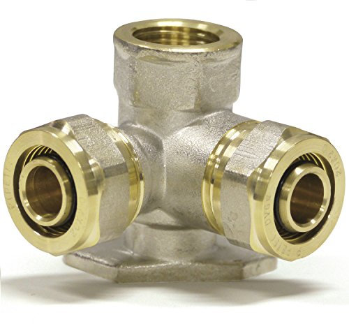 EasyFIX Doppel-Wandscheibe 90° Schraubfitting Klemmringverschraubung DVGW für Mehrschichtverbundrohr Doppel-Wandscheibe 90° (20 x 1/2 x 20)