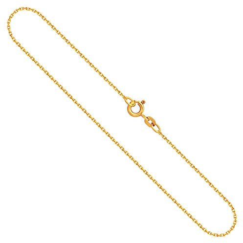 EDELIND Goldkette 1.3 mm 585/14 Karat Echtgold | Ankerkette in Gelbgold | Damen Herren Halskette Ohne Anhänger | 42 cm | Schmuck