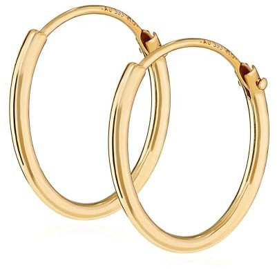 NKlaus PAAR 585 echt GOLD HERREN Creolen Ohrring Ohrschmuck Ohrhänger 15 mm 1747