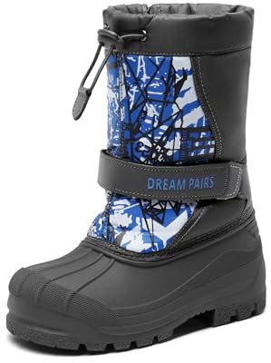 DREAM PAIRS KIDS Bambino Bambina Stivali da Neve Impermeabile Invernali Stivali Caldi Foderati in Pelliccia Sintetica per Ragazzi e Ragazze,Size 28,Marina Militare,KAMICK