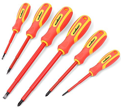 HORUSDY Juego de 6 destornilladores aislados de 1000 V, punta magnética, juego de destornilladores eléctricos (juego de destornilladores aislados)