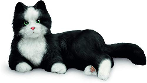 Ageless Innovation Joy For All Interactive Pet Katze – Naturgetreues, realistisches Haustier mit weichem Fell und beruhigendem Schnurren. Ohne Montage – Schwarz-weiß