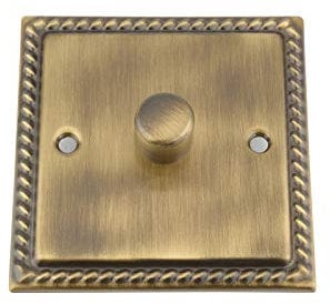 Antique Brass Georgian LED Dimmer 1 Gang 250w